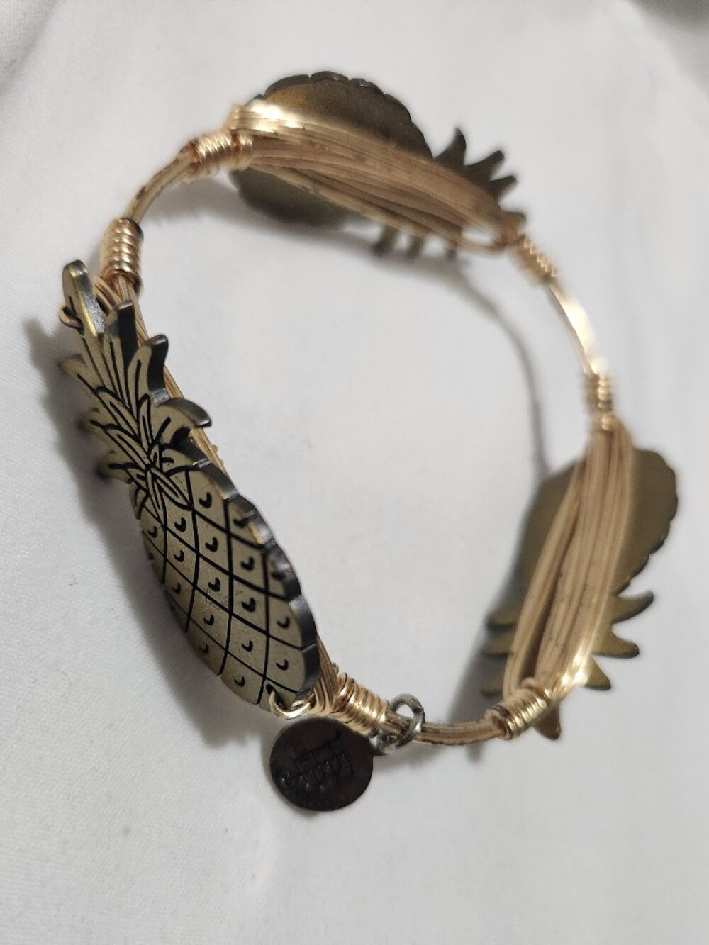 Bourbon & Bowties Pewter‎ Pineapple Gold Dipped Wire Bangle Designer